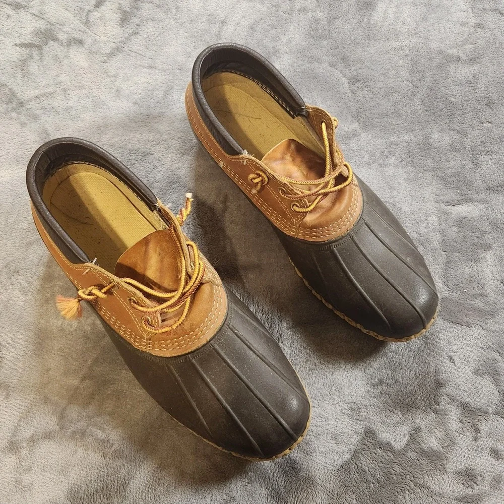 LL Bean Boots Bean Mens 12 Narrow Brown Gumshoe Leather Duck Made In Maine VTG